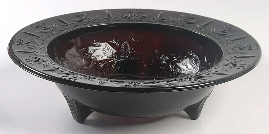 Shaggy Rose Amethyst 11" 3-Toed Footed Bowl by US Glass-1
