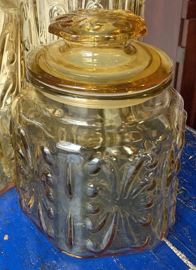 Show Off Amber Small Canister & Lid by Federal Glass -1