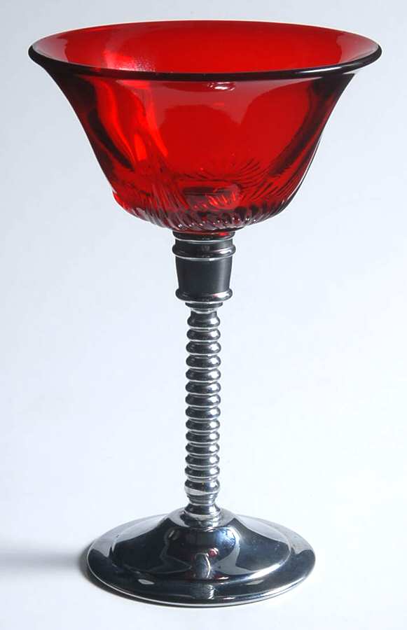 UNK9632 Crystal Bowl Metal Stem Liquor Cocktail by Unknown Manufacturer-1