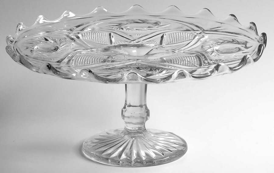 Diamond Whirl Round Cake Stand by US Glass-1