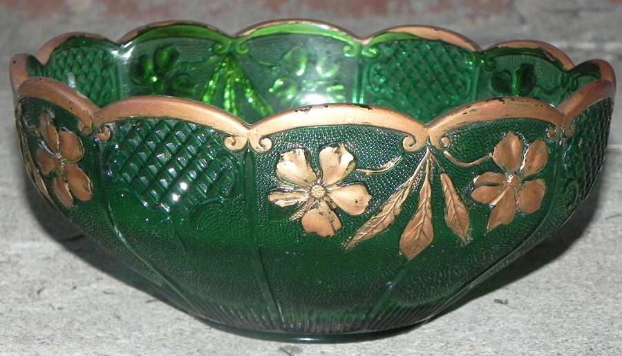 Double Dahlia with Lens Green (Emerald) Large Fruit Bowl by Unknown Manufacturer-1