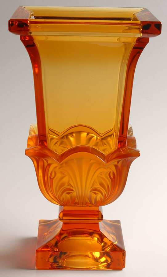 Akanthus Amber 11" Footed Vase by Unknown Manufacturer-1