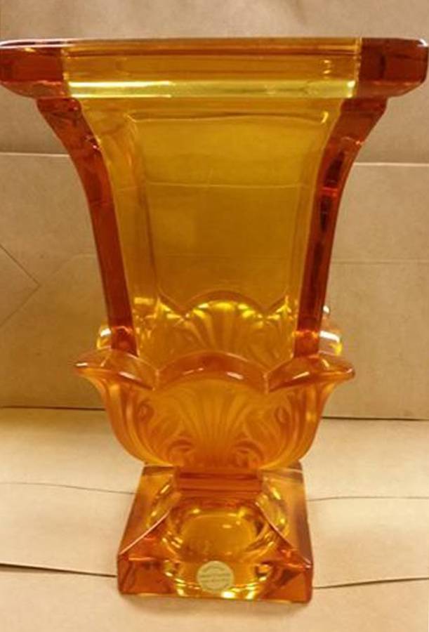 Akanthus Amber 7" Footed Vase by Unknown Manufacturer-1