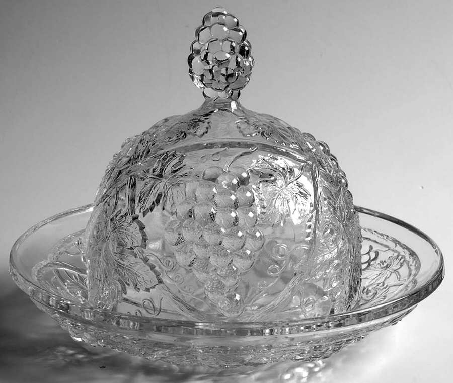 Palm Beach Clear Round Covered Butter by US Glass-1