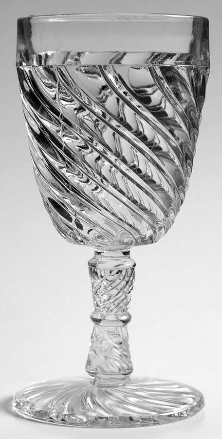 Double Line Swirl Water Goblet by Unknown Manufacturer-1