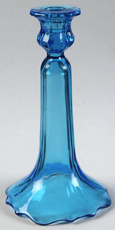 310 Blue (Sky Blue) 9" Single Light Candlestick by US Glass-1