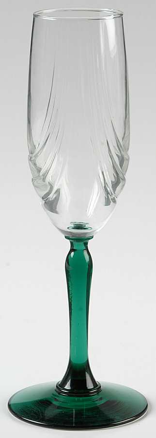 Crystal Green (No Trim) Fluted Champagne by Libbey Glass Company-1