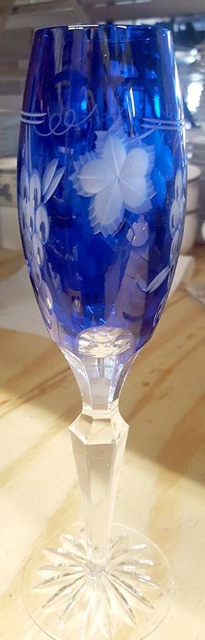 UNK12429 Cobalt Blue Fluted Champagne by Unknown Manufacturer-1
