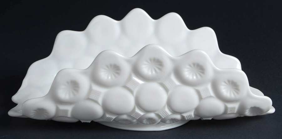 Moon and Stars Milk Glass (Czec) Banana Bowl by Unknown Manufacturer-1