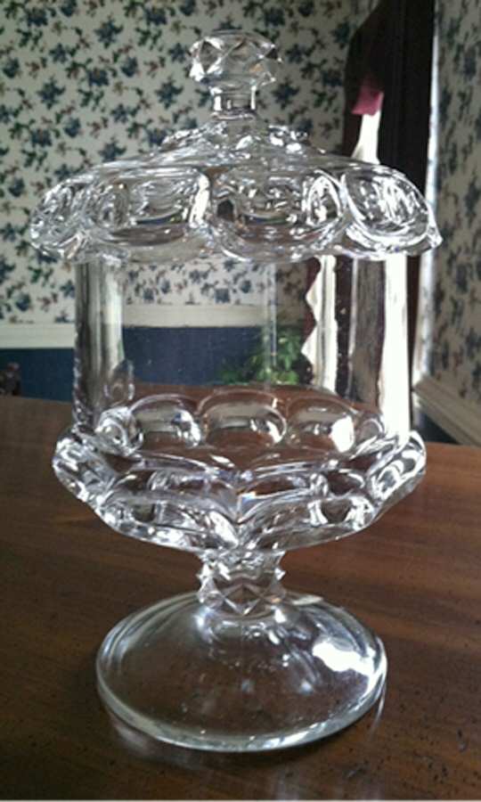 Eyebrows Clear Sugar Bowl & Lid by US Glass-1