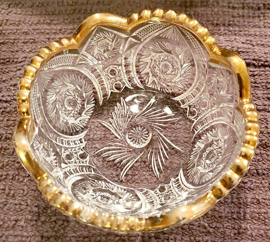 Buzz Star (Gold Trim) Small Fruit Dessert Bowl by US Glass-1