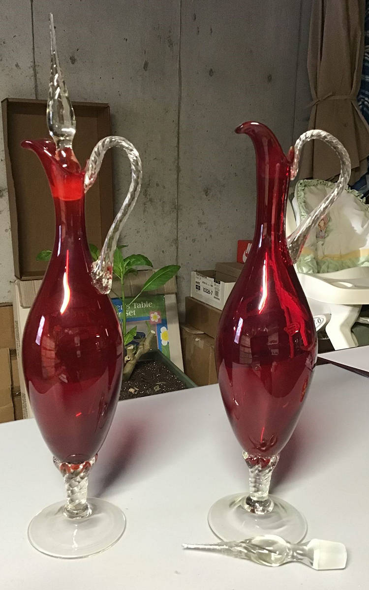 Unk7515 Ruby Decanter & Stopper by Unknown Manufacturer-1