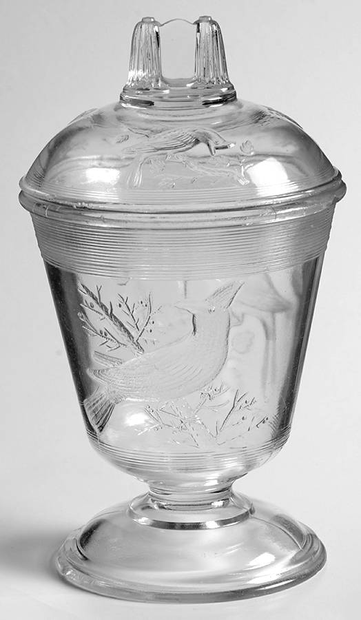 Cardinal Clear Sugar Bowl & Lid by Ohio Flint-1
