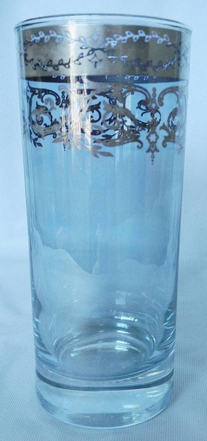 UNK9224 Blue and Platinum Highball Glass by Unknown Manufacturer-1