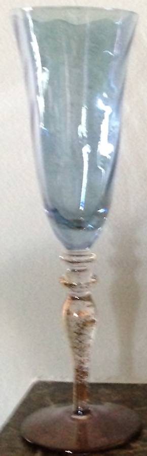 RAG11 Light Blue Fluted Champagne by Romania Glass-1