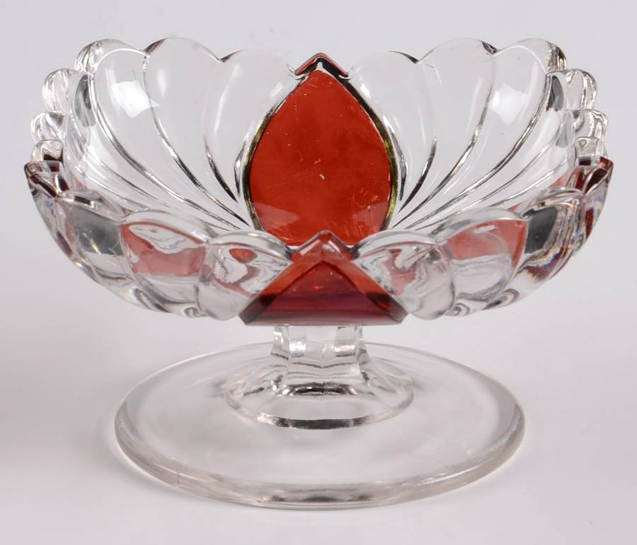 Millard Ruby Flashed Footed Sauce Dish by US Glass-1