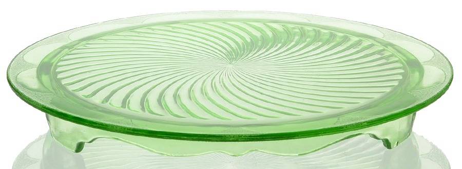 Spiral Green Footed Cake Plate by Anchor Hocking-1