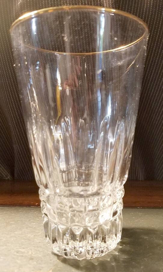 UNK7378 Clear (Gold Trim) Highball Glass by Unknown Manufacturer-1