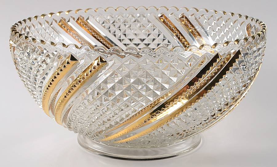 Diamond Swirl Punch Bowl by US Glass-1