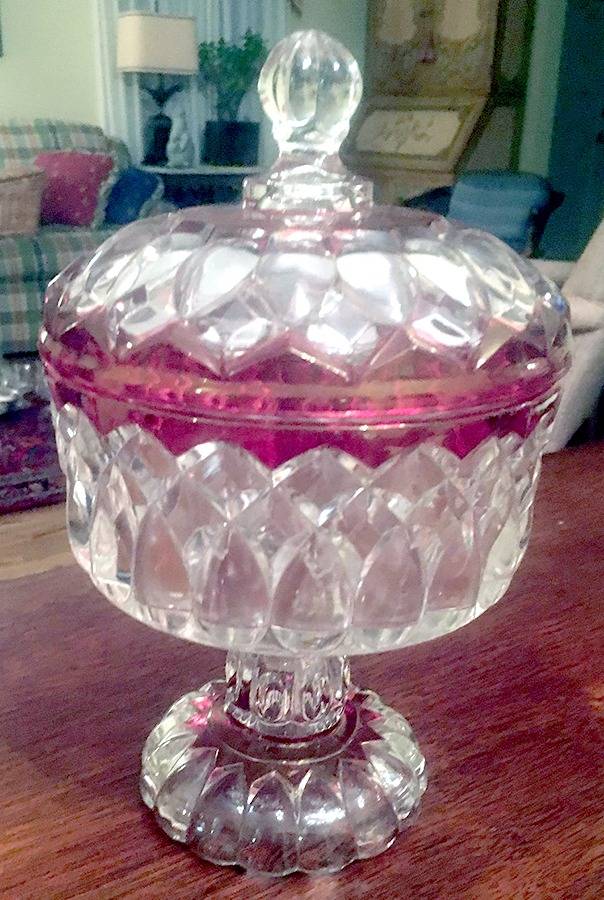 Art Ruby Flash Compote & Lid by US Glass-1