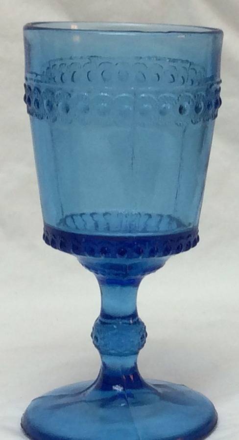 Scalloped Tape Blue Wine Glass by Unknown Manufacturer-1