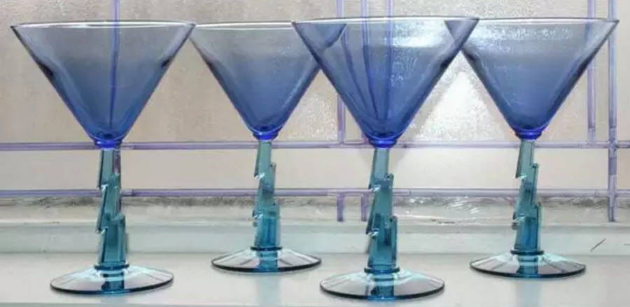 UNK19293 (Blue-Teal) Champagne/Tall Sherbet by Unknown Manufacturer-1