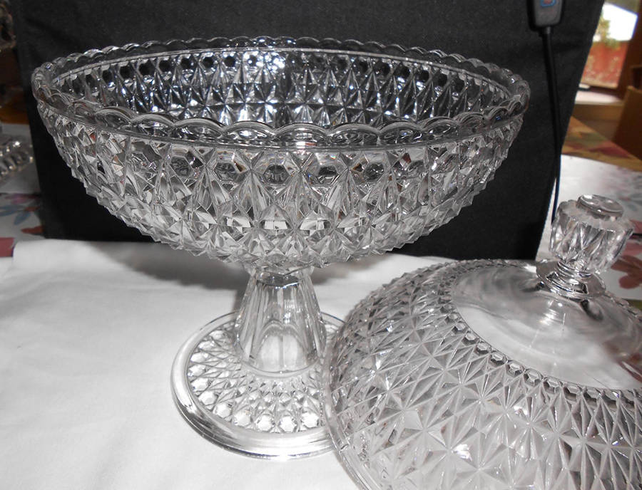 Pressed Diamond Clear 12" Tall Compote No Lid by US Glass-1