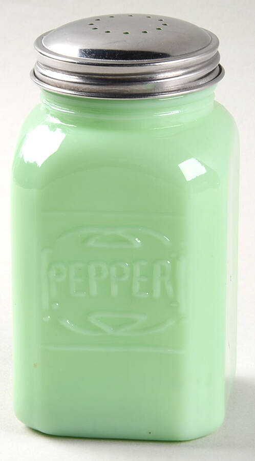 Jadeite Pepper Shaker with Metal Lid by Unknown Manufacturer-1