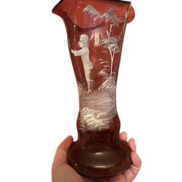 Mary Gregory 11" Ruffled Vase by Unknown Manufacturer-1