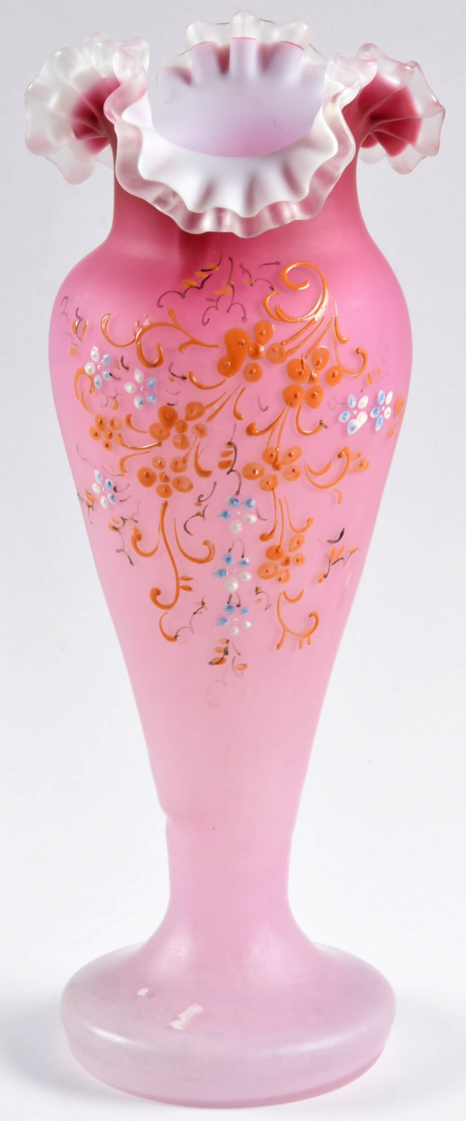 Art Glass 9" Crimped Vase by Unknown Manufacturer-1