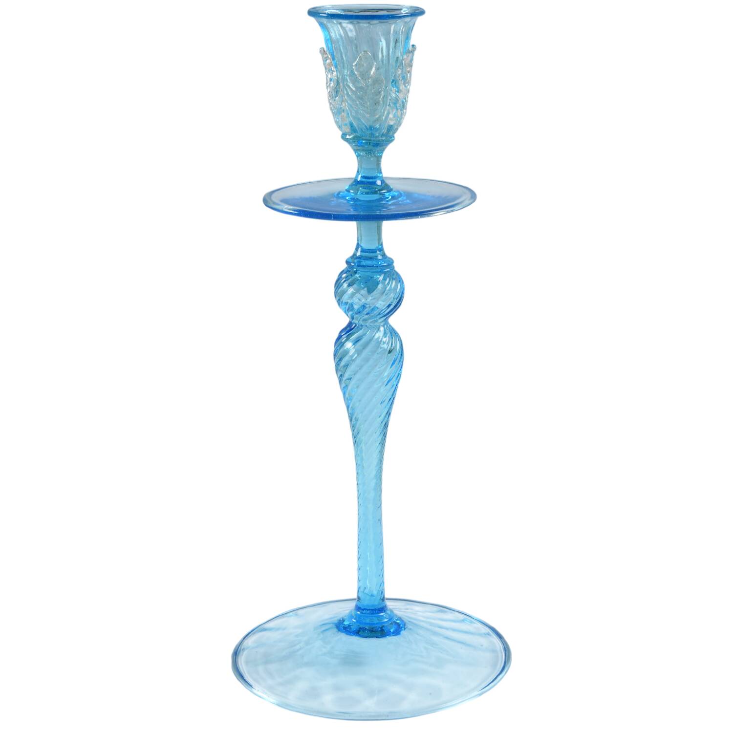 Art Glass 11" Tall Single Light Candlestick by Unknown Manufacturer-1