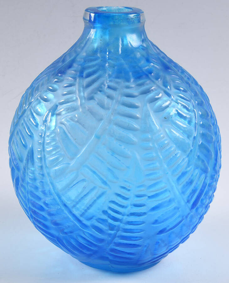 Art Deco "After" R Lalique Vases 7" Blue Espalion Vase by Unknown Manufacturer-1