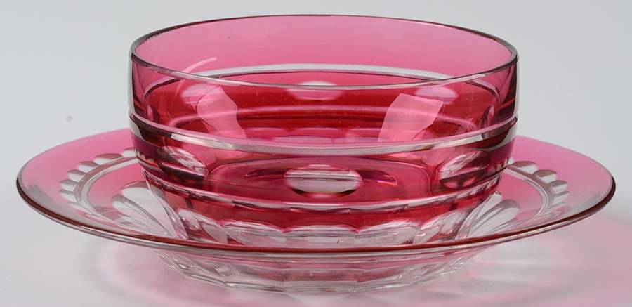 Blarney Ruby Finger Bowl & Underplate by Val St Lambert-1