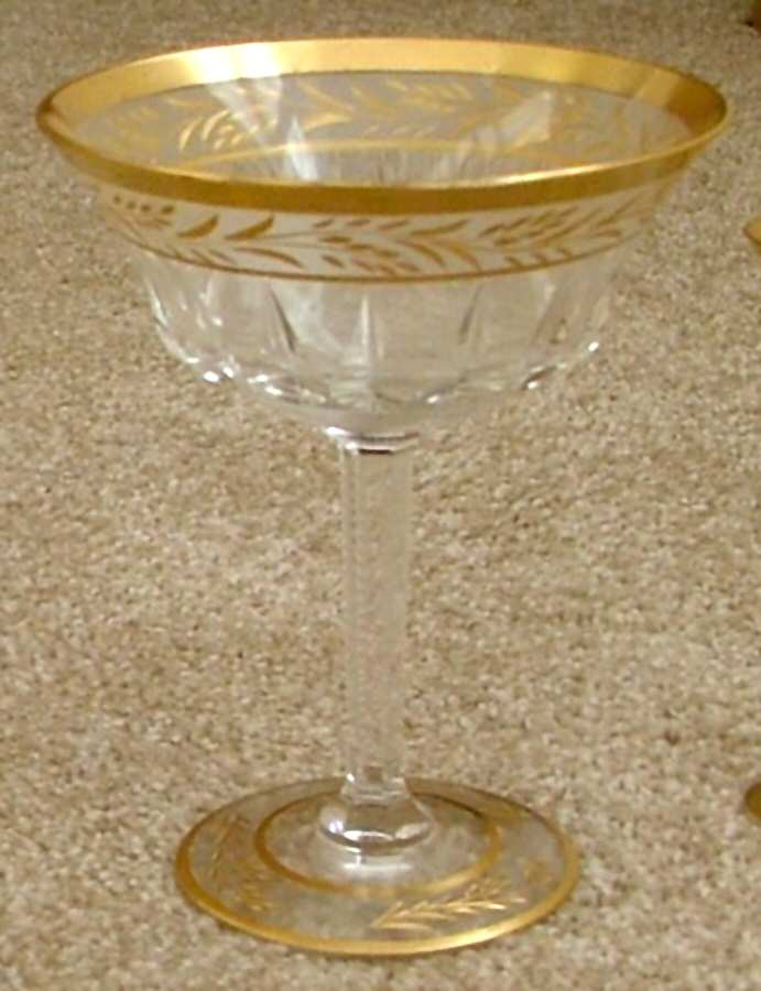 Cambrai d'Or Clear Frosted Champagne/Tall Sherbet by Val St Lambert-1