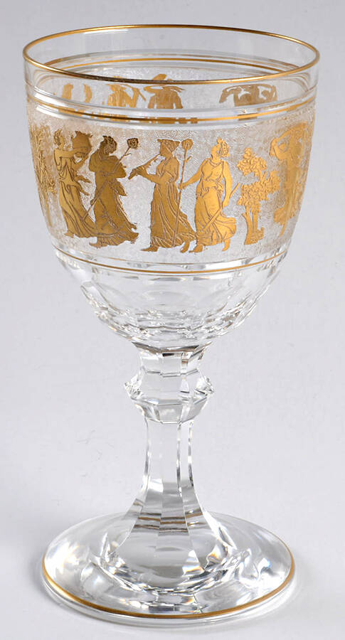 Danse de Flore Clear (Cathedral Shape) Water Goblet by Val St Lambert-1