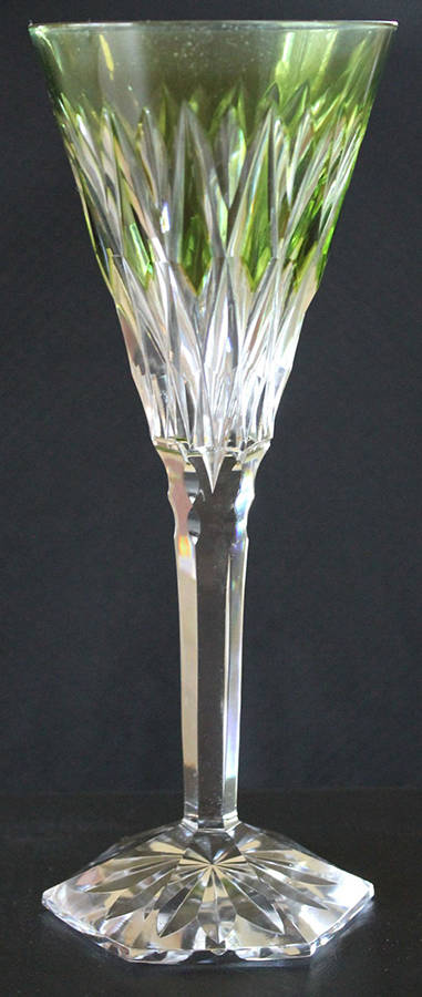 Hafnia Cut Fantaisie Green Tall Water Goblet by Val St Lambert-1