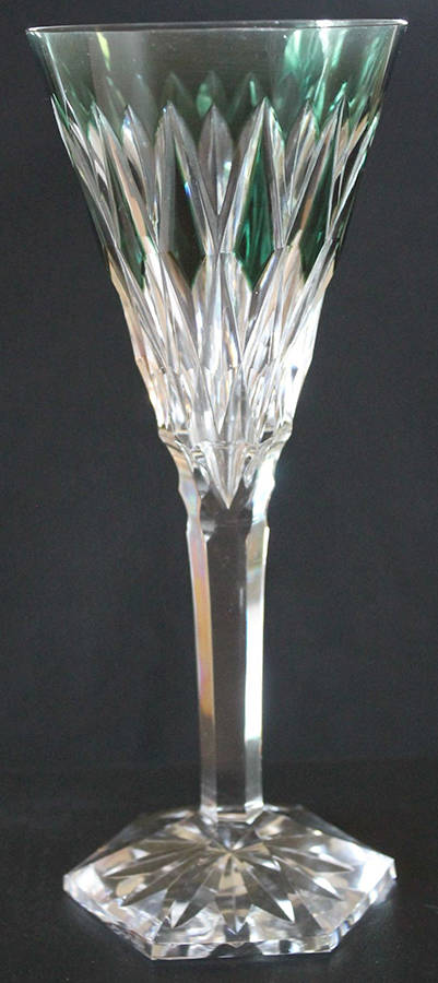Hafnia Cut Fantaisie Emerald Green Tall Water Goblet by Val St Lambert-1