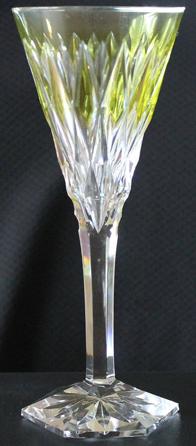 Hafnia Cut Fantaisie Chartreuse Tall Water Goblet by Val St Lambert-1