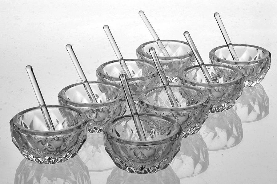Imperial (Set of 8) Individual Salt Dip with Spoon by Val St Lambert-1