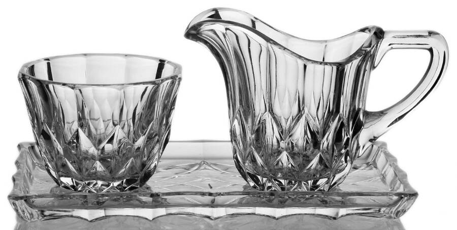 Imperial Creamer, Sugar and Tray Set by Val St Lambert-1