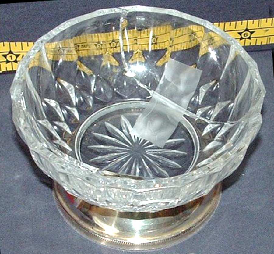 Imperial 5" Round Bowl with Metal Foot by Val St Lambert-1