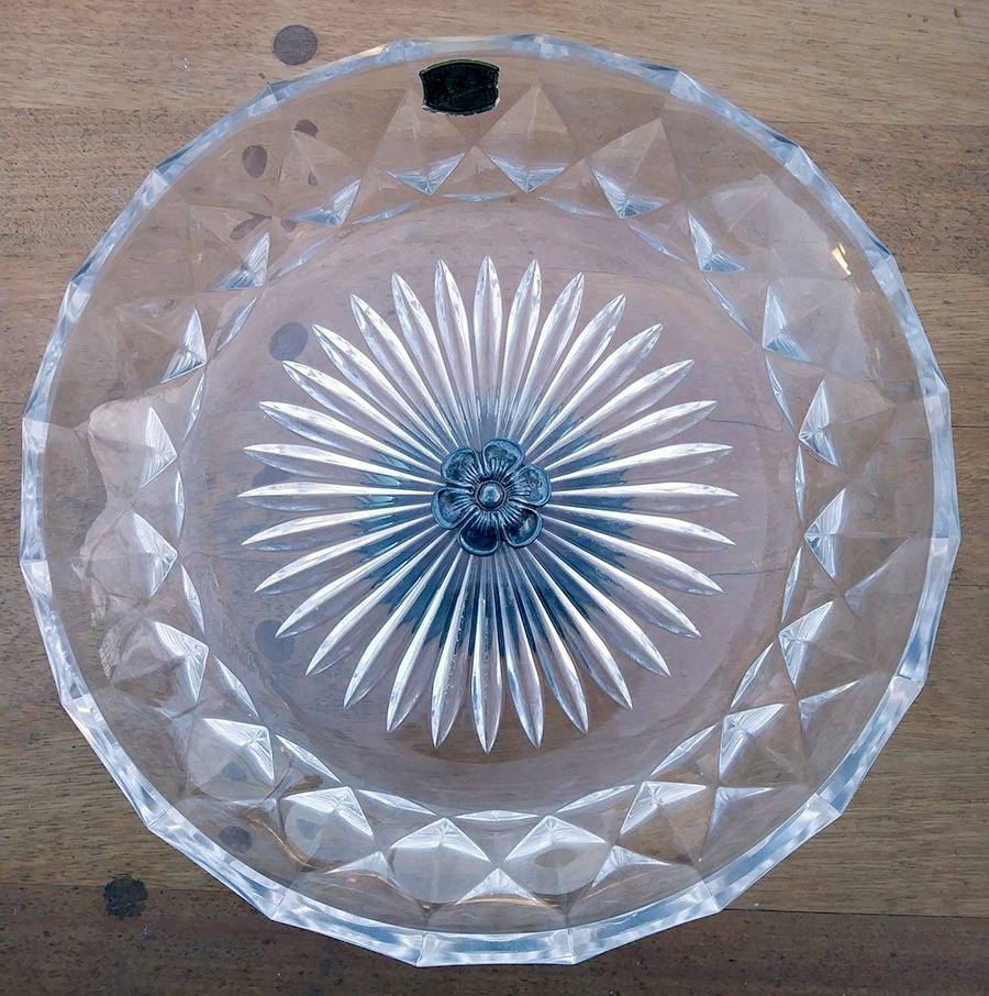 Imperial 7" Round Bowl & Metal Stand by Val St Lambert-1