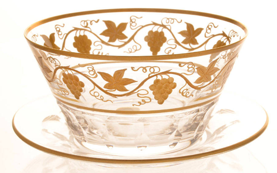Pampre D'Or Finger Bowl & Underplate by Val St Lambert-1