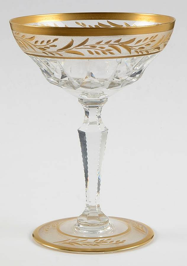 Treves Dore (Gold Encrusted, Clear) Champagne/Tall Sherbet by Val St Lambert-1