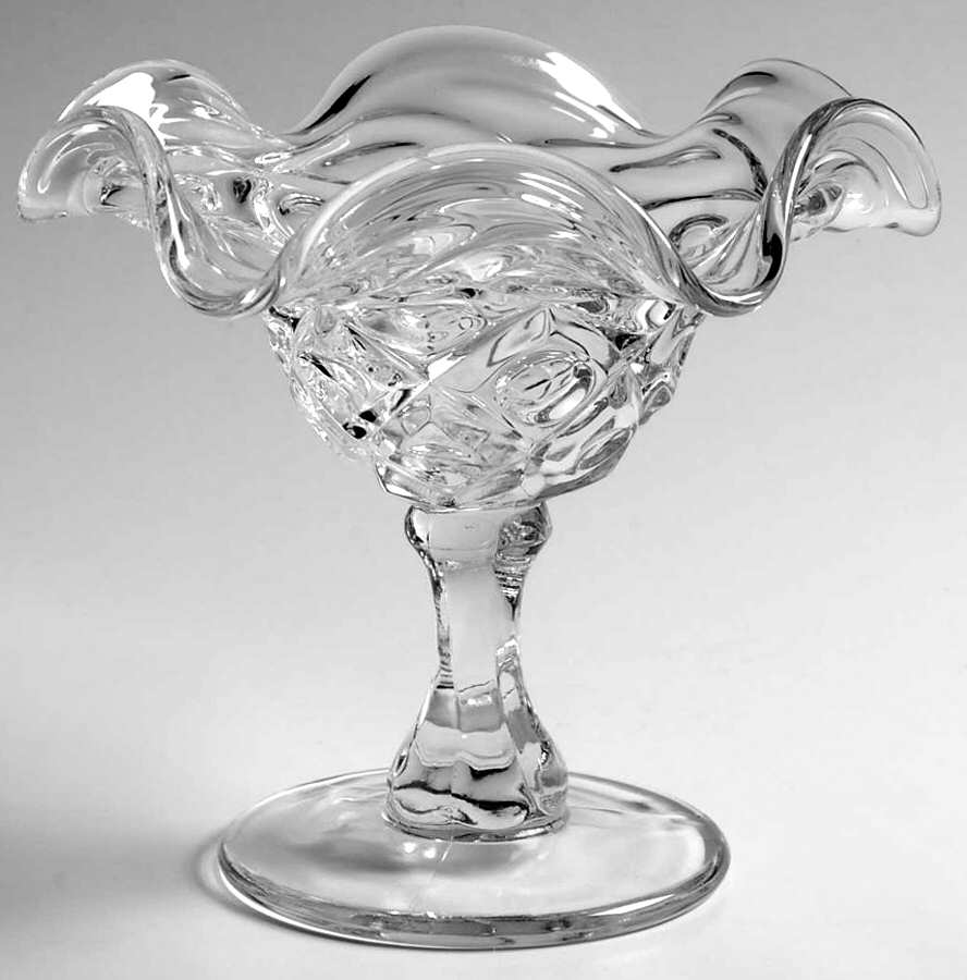 Diamond Thumbprint Clear Round Compote (Height X Width) by Viking-1