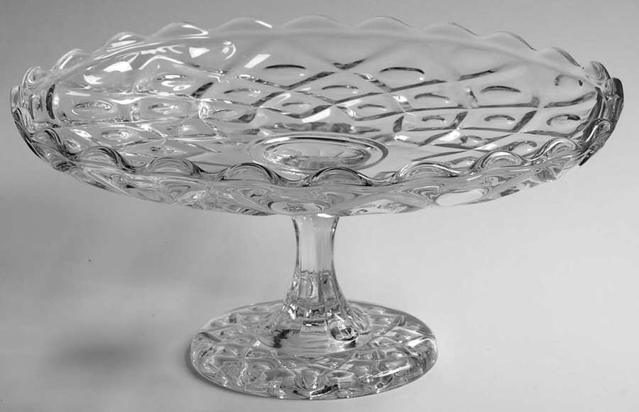 Diamond Thumbprint Clear Round Cake Stand by Viking-1