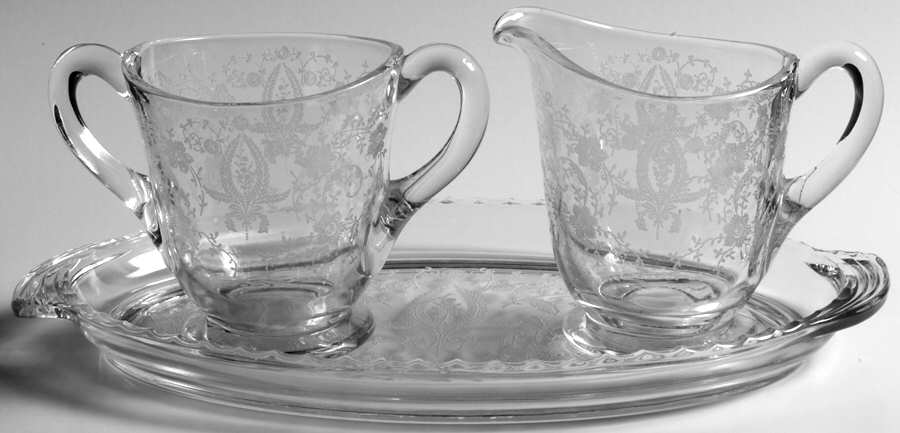 Prelude (Long Stem, Rippled Bowl) Creamer, Sugar and Tray Set by Viking-1