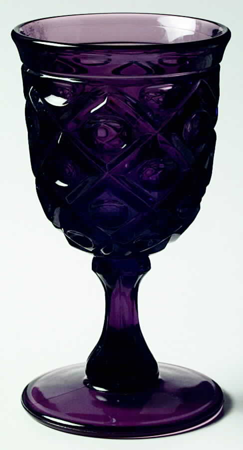 Diamond Thumbprint Amethyst Water Goblet by Viking-1