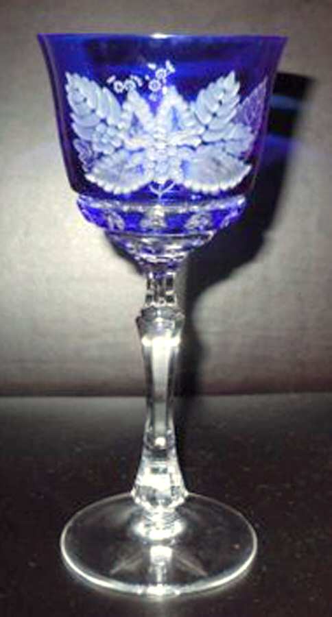 Tobacco Leaf Cobalt Blue Hock Wine by Varga-1