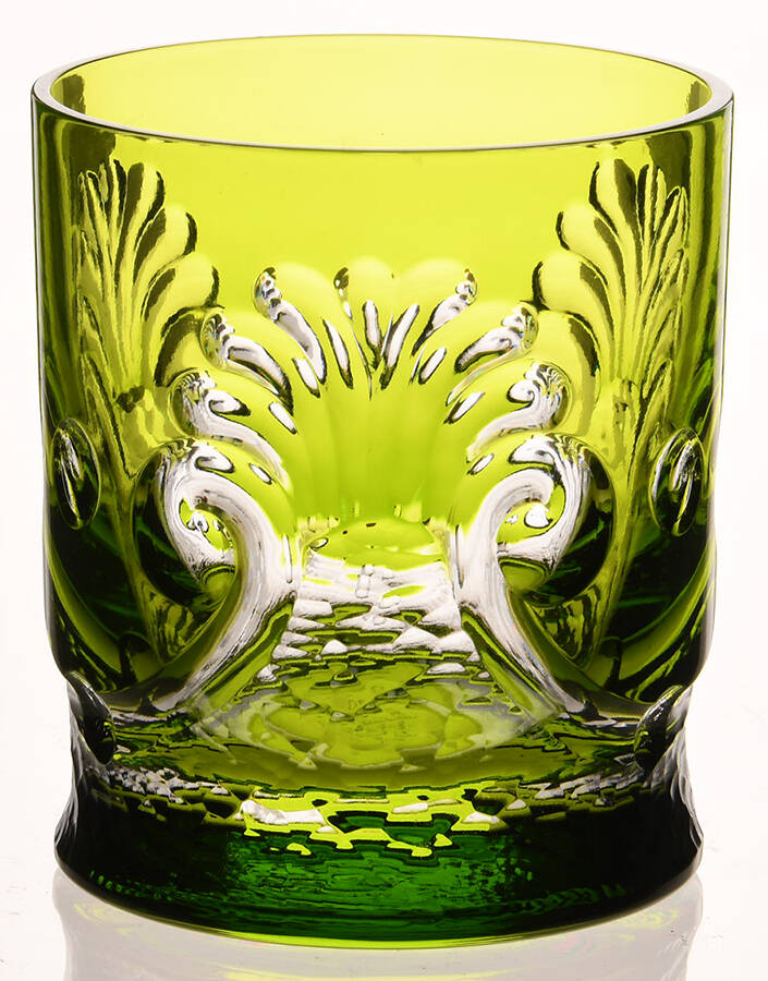 Sculptured Shell Yellow Green Double Old Fashioned by Varga-1